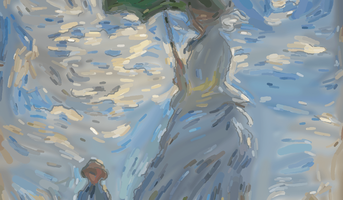 Claude Monet Woman with a Parasol painted on kiosk