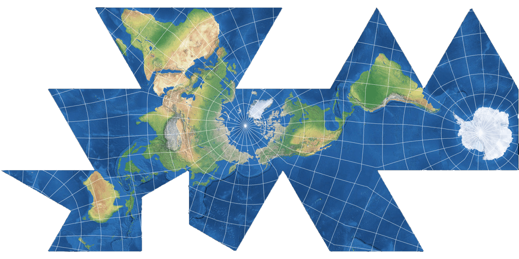 Dymaxion Fuller projection world map